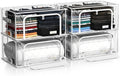 Sorbus Storage Bins with Metal Frame - Stackable & Foldable Clothes Organizer Bags - Clear Soft Plastic Storage Containers (4 Pack, Small)