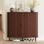 DHH Shoe Storage Cabinet with Sliding Door, 6-Tier Shoe Cabinet with Adjustable Shelves, Modern Freestanding Shoe Storage Organizer for Entryway, Hallway, Living Room (Walnut, 47 ")