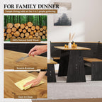 Breakfast Nook Dining Table Set – Black Corner Bench Dining Table, L Shaped Kitchen Nook Booth, Space-Saving Corner Dining Table Set for Kitchen, Apartment, Small Space