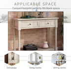 GDFStudio Daisy Series Console Table, Retro Grey Solid Pine Wood Frame with Two Storage Drawers and Bottom Shelf, Traditional Vintage Accent Furniture for Entryway, Living Room, or Dining Room