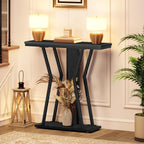 HOOBRO Narrow Console Table, 29.5" Small Entryway Table with Storage, 2-Tier Sofa Table Behind Couch, Modern Style, for Living Room, Hallway, Foyer, Bedroom, Black BB66XG01
