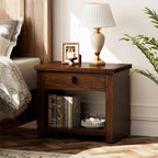 COZAYH Fully Assembled Nightstand, Pine Wood Bedside Table with Drawer & Storage Shelf, Modern Wooden End Table for Small Spaces Bedroom Living Room, Natural Wood
