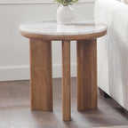 Steve Silver Sidney Brown Marble Top Round End Table
