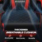 Bigzzia Gaming Chair with Footrest, Ergonomic Computer Chair with Breathable Cushion, Adjustable Headrest, Lumbar Support, 90°-135° Recline Gaming Chairs for Adults, Black Red