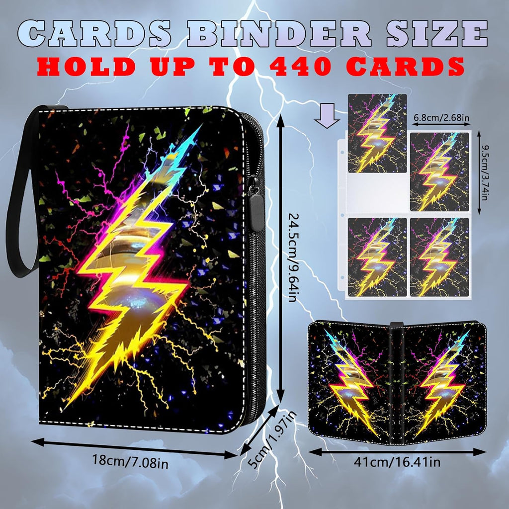 Trading Card Binder-440 Pockets Premium Trading Card Book, Double-Side Collectible Card Albums Compatible with Game/Baseball/Football/TCG Card, Waterproof PU Zippered Storage Card Holder