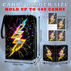 Trading Card Binder-440 Pockets Premium Trading Card Book, Double-Side Collectible Card Albums Compatible with Game/Baseball/Football/TCG Card, Waterproof PU Zippered Storage Card Holder