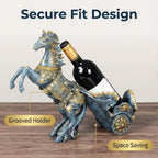 Horse Sculpture Resin Wine Bottle Holder - Tabletop Kitchen Decor, Decorative Storage Organizer for Home Bar Cellar, Unique Gift for Men Women Housewarming, Holds 1 Standard Bottle (Blue A)