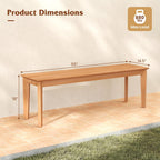 Tangkula 55" Teak Wood Outdoor Bench, 3-Person Backless Patio Dining Bench with 880 LBS Weight Capacity, Outdoor Patio Bench Seat for Garden, Front Porch and Backyard