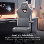 ThunderX3 EAZE Gaming Chair, for Adults Ergonomic Office Chair, High Back Desk Chair, Synchronous Tilt, Memory Foam Lumbar Support, Neck Pillow, Adjustable Soft Armrest, Fabric, Loft Light Grey