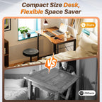 Huuger Folding Desk for Small Spaces, 31.5 Inch Foldable Computer Table, for Home Office, Study, Bedroom, Dorm, Space Saving, Small Writing Work Office Computer Desk, Easy to Fold, Rustic Brown