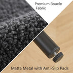 Boucle Dining Chairs Set of 4, Modern Upholstered Dining Room Chair with Curved Backrest, Sherpa Kitchen Chairs with Cushioned Seat and Black Metal Legs for Living Room Bedroom Vanity, Grey
