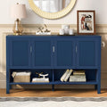 Virubi 55" Sideboard Buffet Cabinet with Storage and Double Hooks, Modern Wood Coffee Bar Cabinet with Open Shelf and 2-Tiers Adjustable Shelves for Living Room, Hallway, Dining, Navy Blue