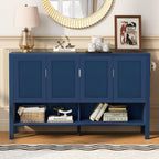 Virubi 55" Sideboard Buffet Cabinet with Storage and Double Hooks, Modern Wood Coffee Bar Cabinet with Open Shelf and 2-Tiers Adjustable Shelves for Living Room, Hallway, Dining, Navy Blue