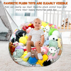Clear Stuffed Animal Storage Bean Bag Chair Cover for Kids with Zipper | Transparent Waterparoof Wipe Clean Thicker PVC, Holds 100+ Stuffed Animals, Double Zipper for Plush Toys Storage & Organizing