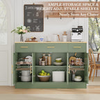 Shintenchi Buffet Cabinet with Storage,53.4" Large Kitchen Storage Cabinet with 3 Drawers and 4 Doors,Wood Farmhouse Buffet Sideboard with Adjustable Shelf for Kitchen Living Room, Green