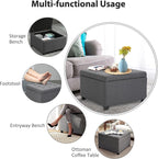 31x26x17inch 450lb Premium Quality Tufted Cotton Storage Ottoman LiftTop Standard Metal Hinge Premium Rubberwood FFor rame Gray