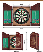 Dartboard Cabinet Set, Dart Boards for Adults with 6 Darts, Regulation Size | Self‑Healing Fibers, Rotating Number Ring, Chalkboard Scoring for Game Room Man Cave and Home Bar, Brown