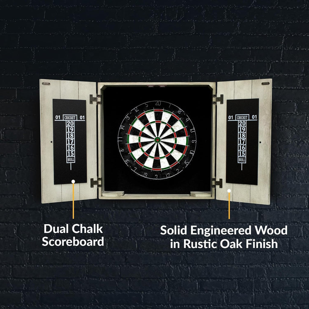 Hathaway Drifter Solid Wood Dartboard & Cabinet Set