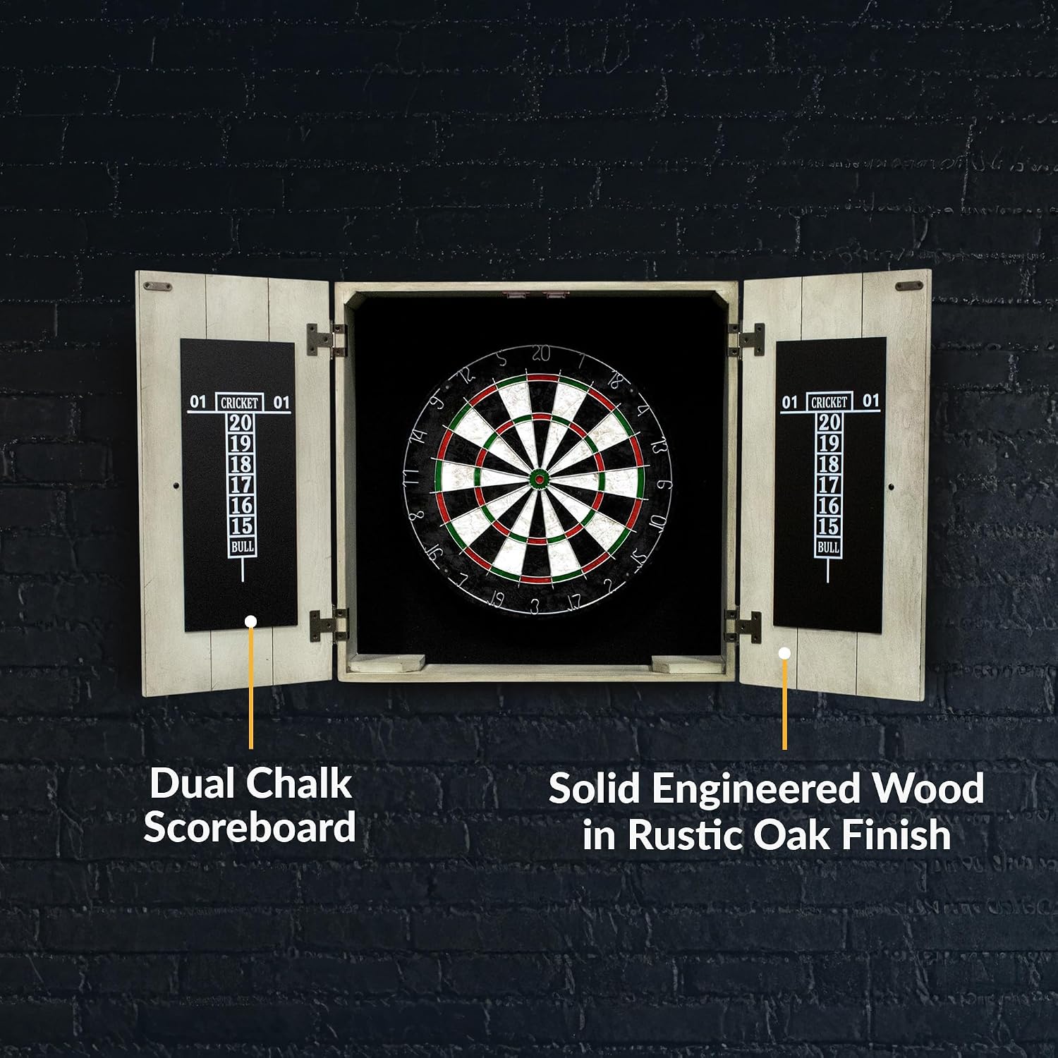 Hathaway Drifter Solid Wood Dartboard & Cabinet Set