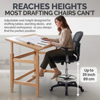 OfficeFactor Drafting Chair Tall Office Chair with Arms Executive Ergonomic Standing Desk Chair with Anti Scratch Wheels and Footrest