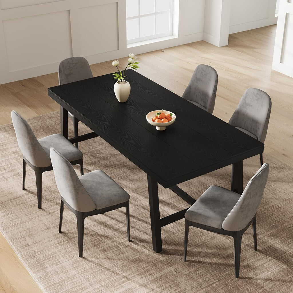 Garvee Industrial Dining Table for 6-8, 70.87" Heavy Duty Rectangular Kitchen Table with 2"×2" Metal Legs & Wood Top, Large Dining Table for Home Office, Dining Room, Black