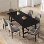 Garvee Industrial Dining Table for 6-8, 70.87" Heavy Duty Rectangular Kitchen Table with 2"×2" Metal Legs & Wood Top, Large Dining Table for Home Office, Dining Room, Black