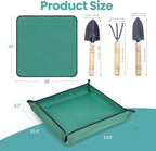 1SET 29" PE Plant Mat & 3PCS Iron Tool Set - Waterproof Repotting Kit for Succulent Gardening, Green