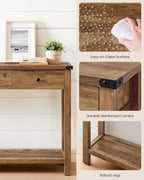 VASAGLE LIRY Collection - Console Sofa Table, Narrow Entryway Table with 3 Drawers, Open Storage Shelf, Metal Corners, for Living Room, Farmhouse Style, Honey Brown ULNT142KB02S