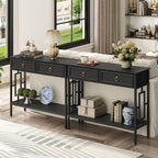 MAHANCRIS Console Table with 2 Drawers, Entryway Table with Storage Shelf, Entrance Accent Tables, 2-Tier Narrow Hallway Table, Behind Couch Table, for Entryway, Living Room, Hallway, Black CTBK6101