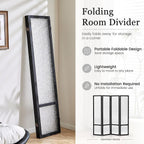 Acrylic Room Divider Panel, 67"x63" Translucent Partition Wall Divider for Room Separation, 4 Panel Freestanding Folding Privacy Screen with Black Wood Frame for Home Office & Loft