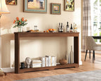 Rovibek Modern 70 Inch Entryway Table Narrow - Behind Sofa Table Narrow, 8 Inch Deep Console Table Behind Couch with Open Storage, Walnut Entryway Table for Hallway, Foyer, Living Room