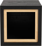 Aoikax Modern Cube End Table with Open Center Shelf, Geometric Wood Side Table with Hollow Storage, Minimalist Nightstand with Rectangular Shape for Living Room, Entryway, Office, Small Spaces, Black