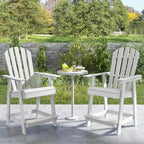 Tangkula Outdoor Bar Stool, HDPE Tall Adirondack Chair with Armrest & Footrest, Weather Resistant 47 Inch Counter Height Barstool Lifeguard Chair for Pool Deck Patio Garden, Balcony Chairs (1, White)