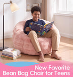Hobestluk Bean Bag Chair for Teens Beanbag with Donut Shape Small Bean Bag Chair with Portable Handle Kids Bean Bag Couch for Living Room Bedroom Playroom (Pink, Large)