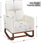 Yaheetech Upholstered Rocking Chair, Boucle Nursery Glider Chair with Side Pocket, Modern Rocking Accent Armchair with High Back and Rubber Wood Legs for Living Room Bedroom Nursery, 2 Pcs, Ivory