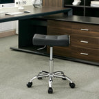 FIRAVOE Office Stool with Wheels (300lbs Capacity) (Adjustable Height 17-21 inch) Black Faux Leather Workbench Stool (Black)