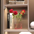 Alpharan Pink Book Vase, Acrylic Clear Book-Shaped Flower Vase | Simplicity Bookshelf Decor,Unique Stuff for Book Lovers,Home Decor,Book Club Gifts,Decorative Accent,Modern Style