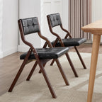 2-Pack Folding Dining Chairs with Cushion,Faux Leather Padded Foldable Dining Chairs,Portable Wooden Folding Chairs for Dining Rooms Kitchen Wedding and Party Indoor Black