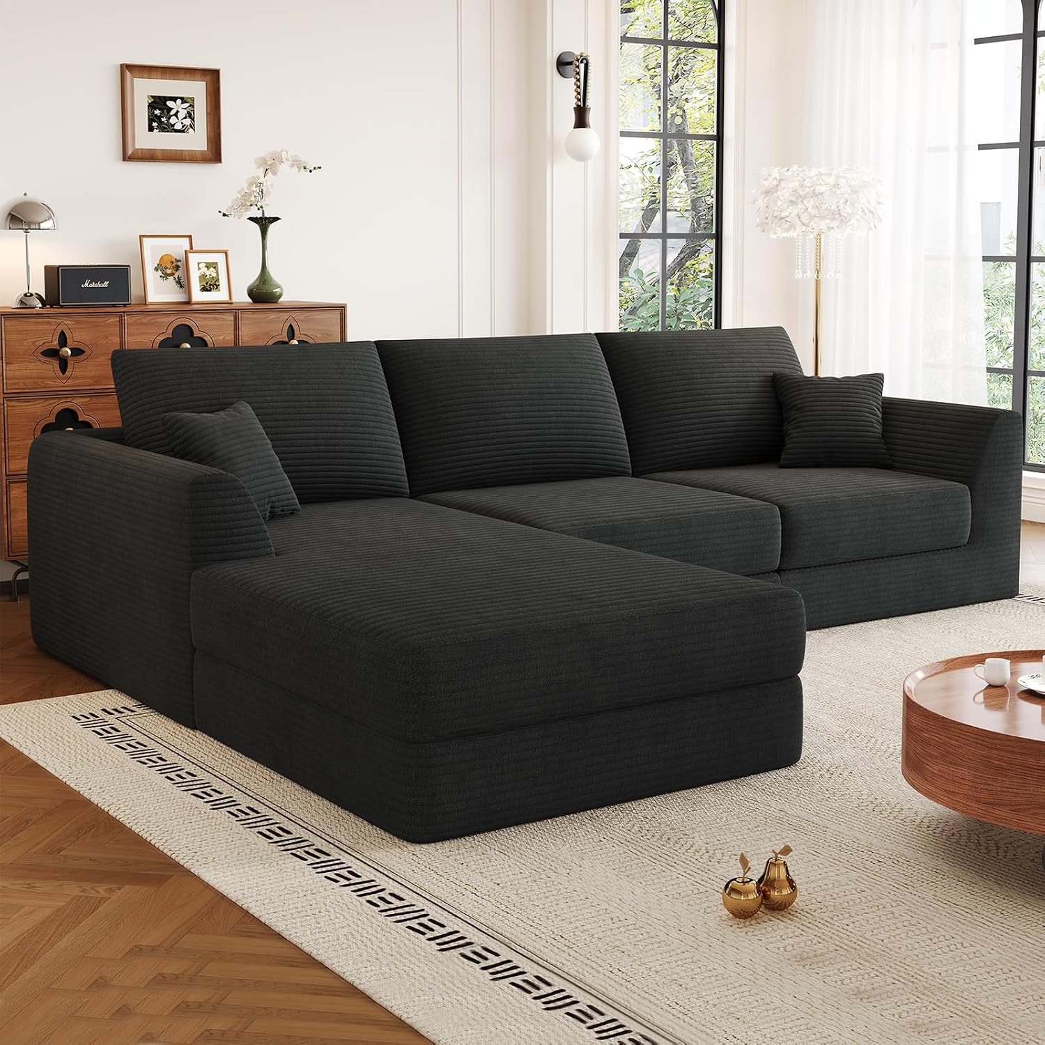 106” Modular Sectional Sofa, Cloud Sectional Couch with Deep Seat, Modern Modular L-Shape Sofa Couch with Chaise,Upholstered Boneless Couches for Living Room Bedroom No Assembly Required