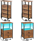 LOAKEKEL Narrow End Tables Living Room Set of 2 with Charging Station