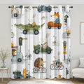 Cartoon Animals Kids Curtains for Boys Bedroom, City Street Car Vehicles Blackout Curtains 39 Inches Long, Thermal Insulated Short Window Drapes for Nursery & Room Decor 27.5Wx39L