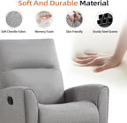 CANMOV Recliner Rocker Swivel Chair, Manual Chenille Glider Rocking Chair, Swivel Glider Recliners with Soft Backrest, 360° Swivel Nursery Reclining Sofa for Living Room Bedroom, Light Grey