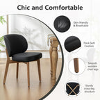 YOUNIKE Dining Chair with High Back Set of 8 Mid Century Modern Kitchen Chair Faux Leather Upholstered Armless Chair 20" Wide Padded Seat with Wooden Legs for Kitchen Dining Living Room Bedroom Black