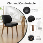 YOUNIKE Dining Chair with High Back Set of 4 Mid Century Modern Kitchen Chair Faux Leather Upholstered Armless Chair 20" Wide Padded Seat with Wooden Legs for Kitchen Dining Living Room Bedroom Black