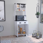 Modern Kitchen Pantry, Storage Cabinet with 2 Open Shelves and Drawer, Engineered Wood, for Dining Room, Easy to Clean