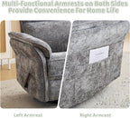 Oversized Swivel Rocker Recliner with Adjustable Headrest, Rocking Chair Nursery with Overstuffed Armrest, Manual Rocker Recliner Nursery Chair for Living Room, Dark Grey
