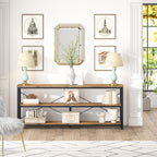 Tribesigns 70.9-Inch Console Table, 3-Tier Industrial Sofa Table with Metal Frame, Modern Behind Couch Table with Storage Shelves for Living Room Entryway Hallway Foyer (Light Brown)