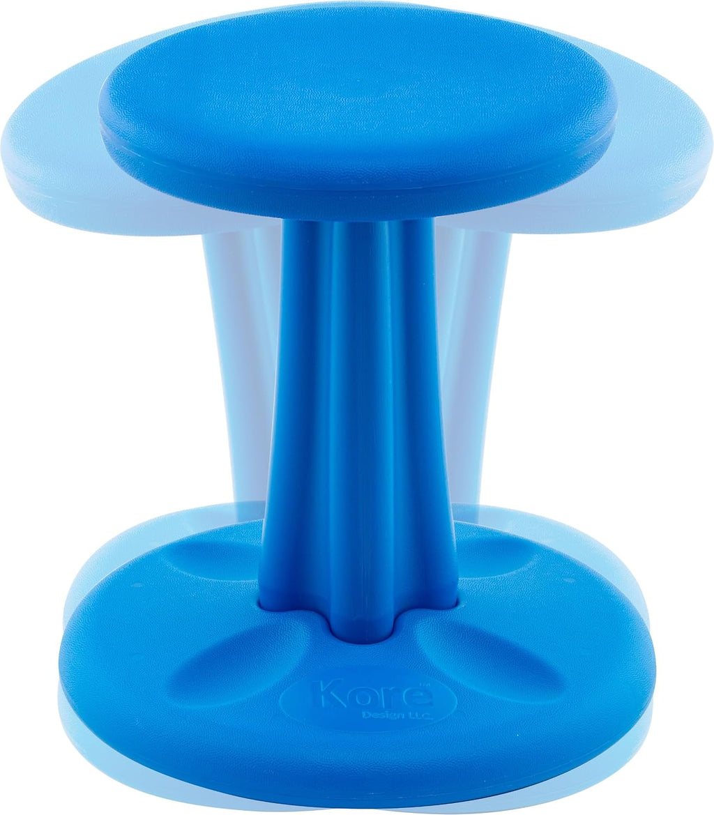 Kore Kids Wobble Stool, Flexible Seating, Ages 6-7, 14in, Blue | Wiggle chair for classroom and home boosts focus, improves posture, and provides an energy outlet; anti-tip base; Made in USA