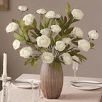 VIERENA 6 PCS Artificial Ranunculus Branches for Vase - 27" Fake Silk Persian Buttercup Stems Look Real Faux Flowers for DIY Bouquet, Table Centerpieces, Farmhouse, Home Decor (Cream)