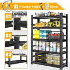Garage Shelving Heavy Duty Metal Shelving 36" W x 16" D x 72" H 3000LBS Storage Shelves Adjustable Metal Shelves for Storage Industrial Garage Shelf for Warehouse Basement 5-Tier Black